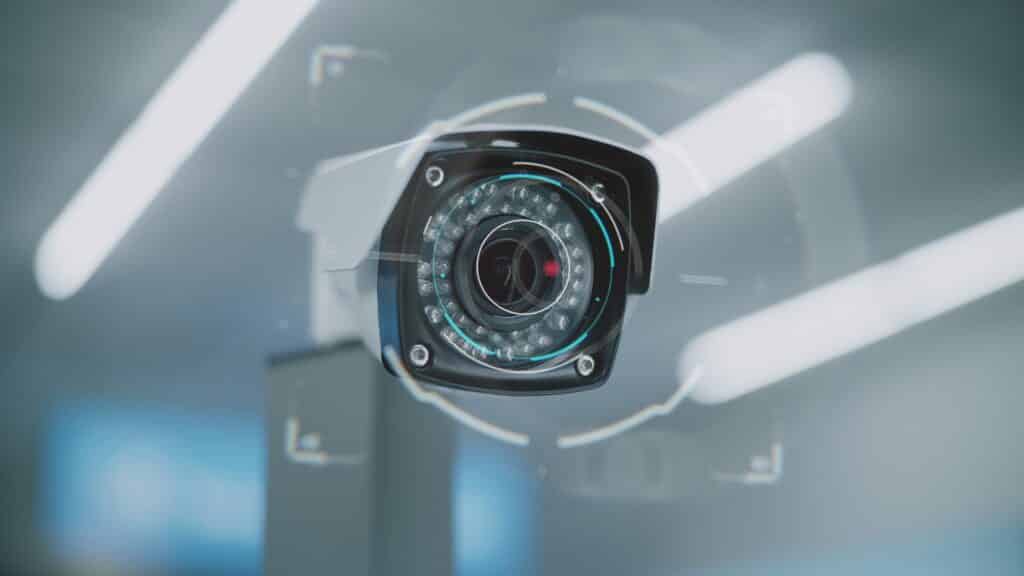 Objectif de caméra de surveillance intelligente avec analyse de données IA